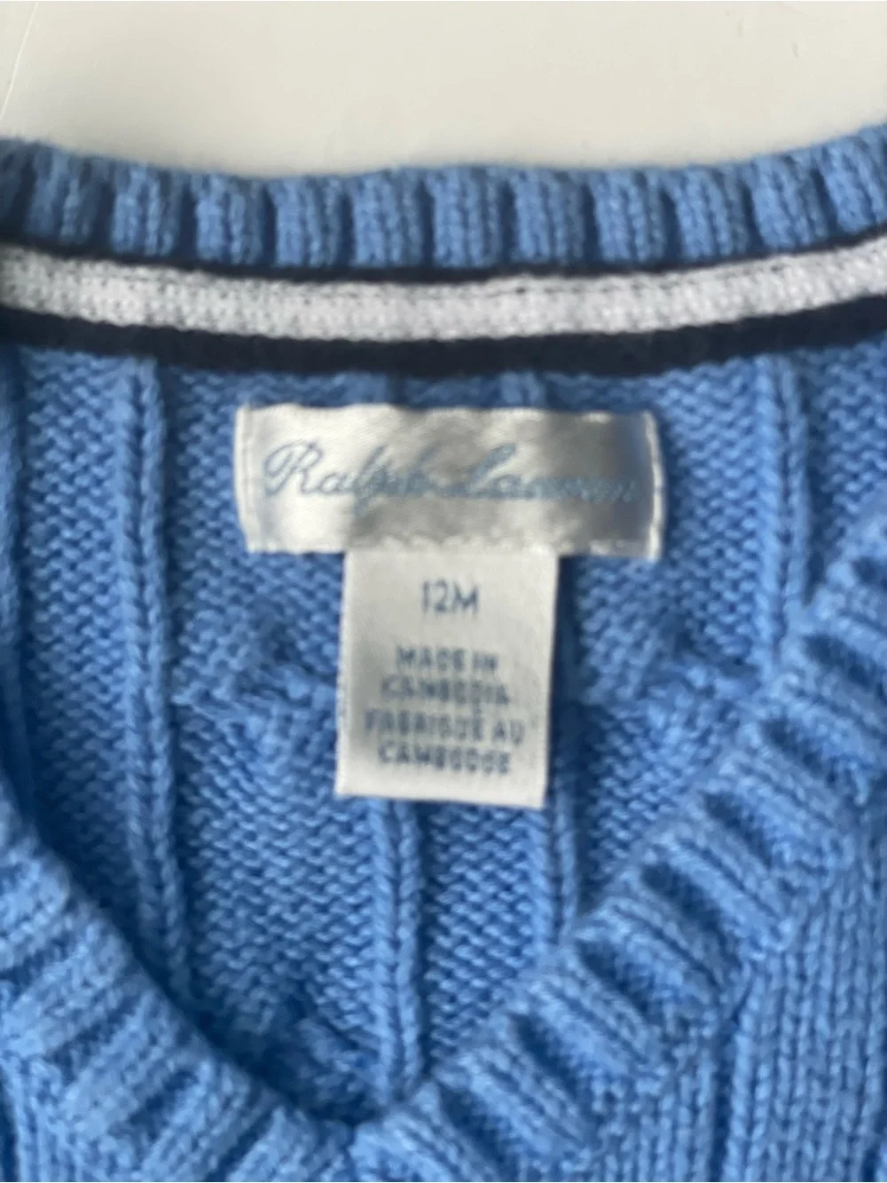 Ralph Lauren baby boy Light Blue Cable-Knit V-Neck Sweater Vest
